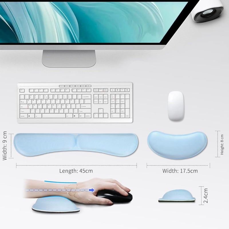 ZIBLY Wrist Rest Keyboard and Mouse Set - Non Slip Ergonomic Wrist Cushion Support Pad - Easy Typing,Pain Relief – Premium Silky Gel Memory Foam for Work from Home Gaming Computer Laptop - Image 2